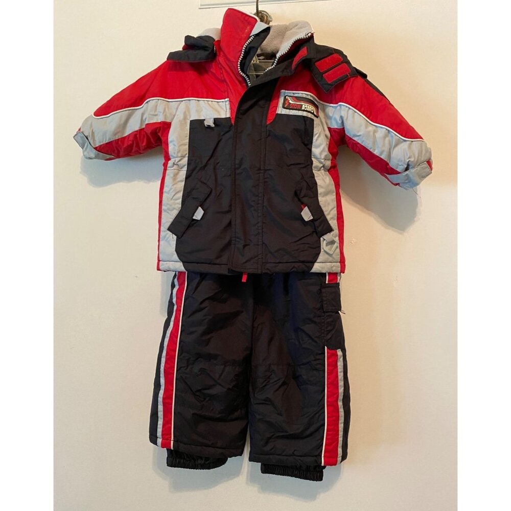 Snowsuit Kiks Black Red Coat & Overalls Pants Bibs 12 Months